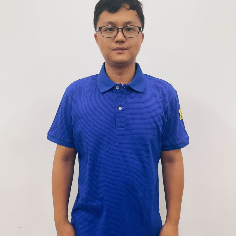 Blue ESD Short Sleeve POLO Shirt  -Designed for use in ESD Protected Area