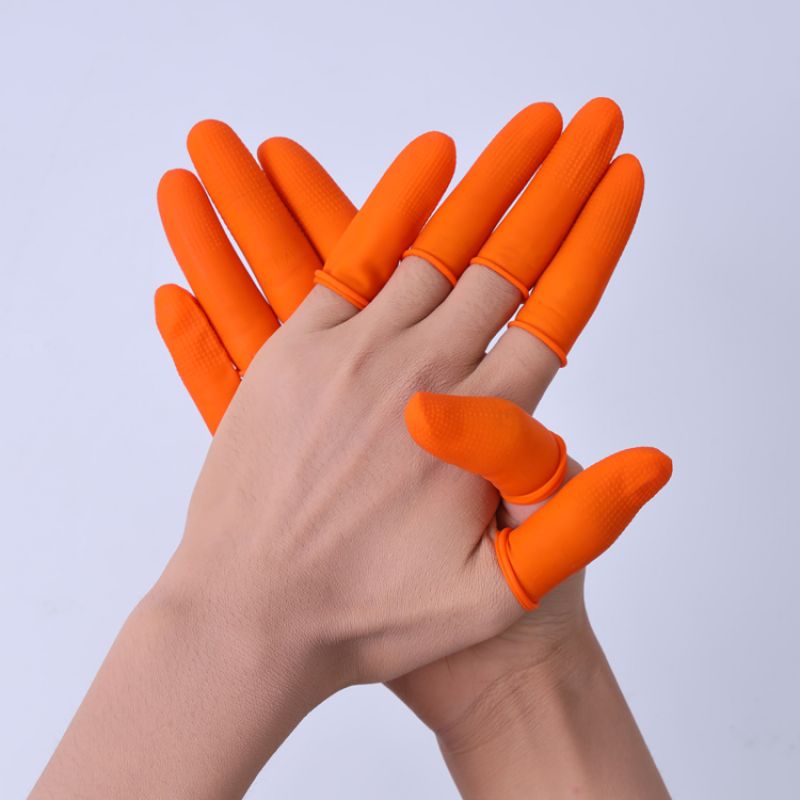 Orange Latex Finger Cots Not Only Tough But Also Reusable